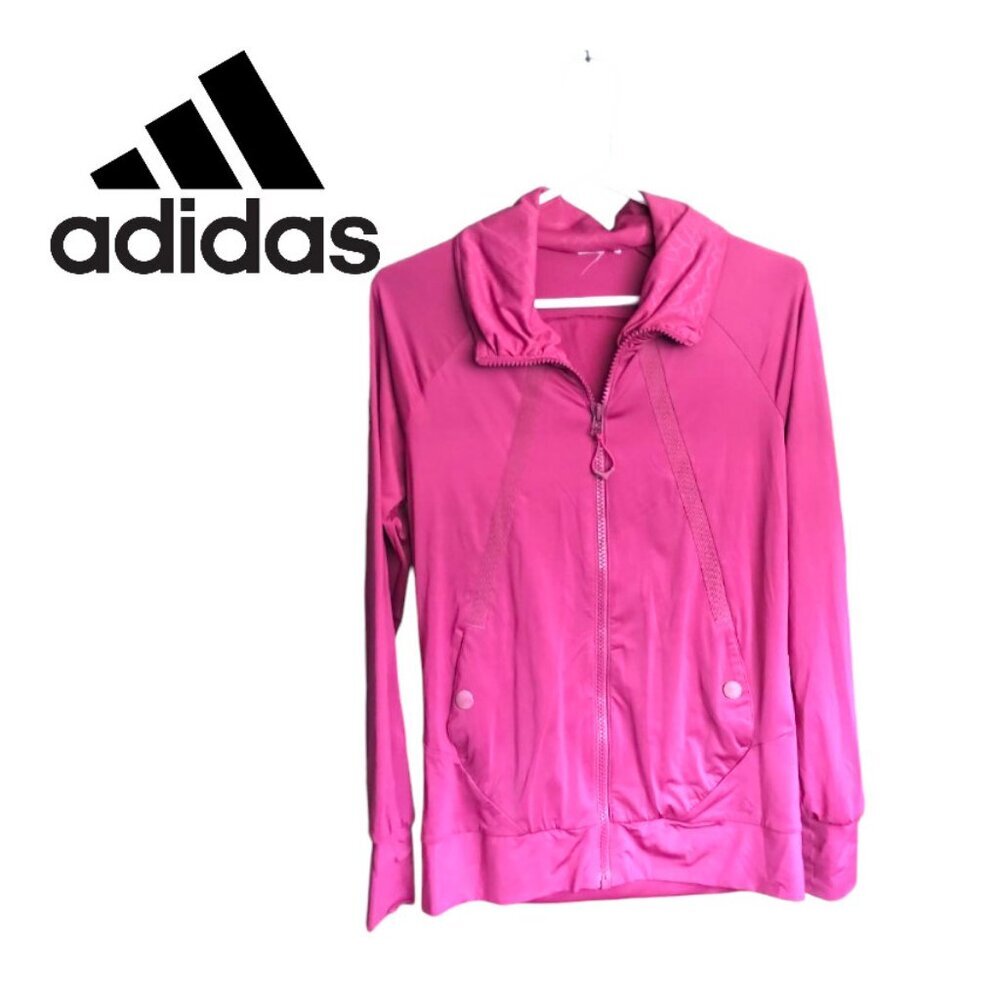 Y2K Adidas Pink Zip Track Jacket Futuristic Athleisure